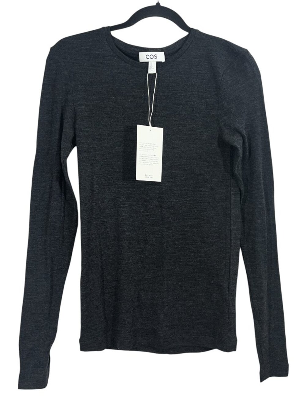 COS Wool LS Fine Knit Scoop Neck Sweater Top Gray Medium New - Picture 1 of 5